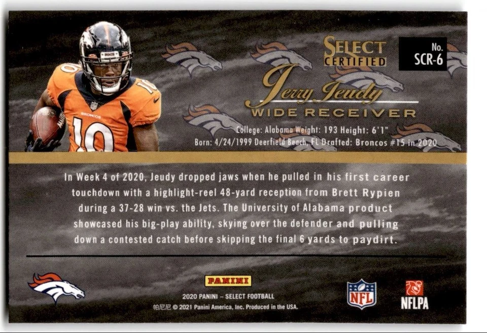 2020 Panini Select Certified Jerry Jeudy Rookie #SCR-6 - Image 2 of 2