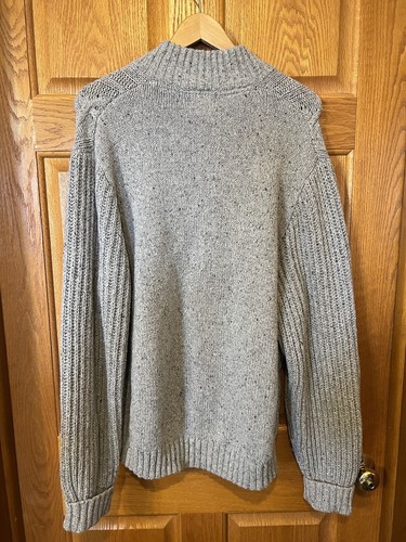 Suéter CO472 LL Frijol Gris Tejido con Cable Mezcla de Lana Pescador Cuarto Cremallera Para Hombres XL - Imagen 3 de 3