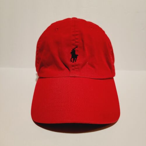 Polo Ralph Lauren Cap Hat Mens Red Strapback Pony Logo - Picture 1 of 6