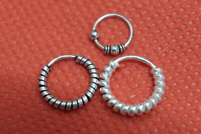 STERLING SILBER 925 SCHÖNES DESIGN VON CREOLEN KLEINE GRÖßEN FÜR VERSCHIEDENE PERCING L1,5,10