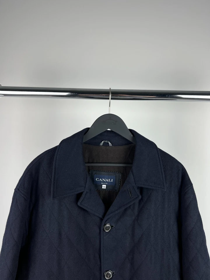Canali Quilted Wool-Alpaca Coat – Size 50 (US40) – Made in Italy – Classic Navy - Image 2 of 4
