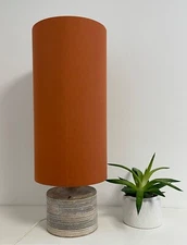 Extra Tall Lampshade Burnt Orange Linen Cylindrical Cylinder Drum