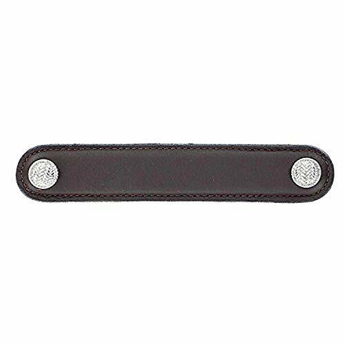 Vicenza Designs K1164 Cestino Leather Pull 5-Inch Brown Polished Nickel