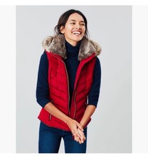 Joules Maybury Quilted Padded Puffer Gilet Hooded Vest Red Us 8