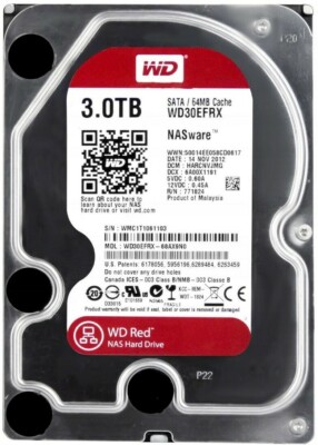 Western Digital RED NAS 3TB HDD WD30EFRX 3.5 SATA III 64MB Cache