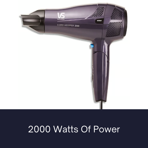 VS Sassoon Hair Dryer with Retractable Cord Foldable Handle Grip Ionic Ceramic - Picture 5 of 13