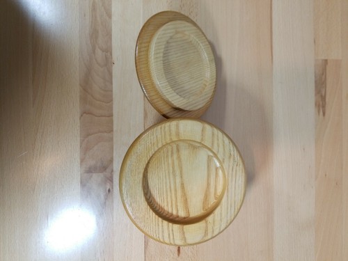Urna vintage in legno zenzero tabacco barattolo tè ciotola design smerlato con coperchio - Foto 6 di 6