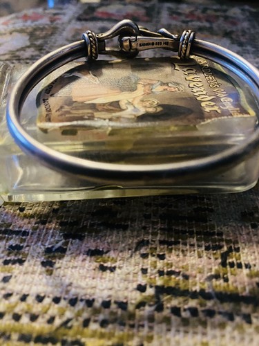 Vintage Signed Kabana Buckle Bangle Bracelet 14K Gold 925 Silver Amethyst - Picture 2 of 3
