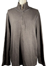 Banana Republic 1/4 Zip Pullover Sweater Men's Large Brown 100 Cotton
