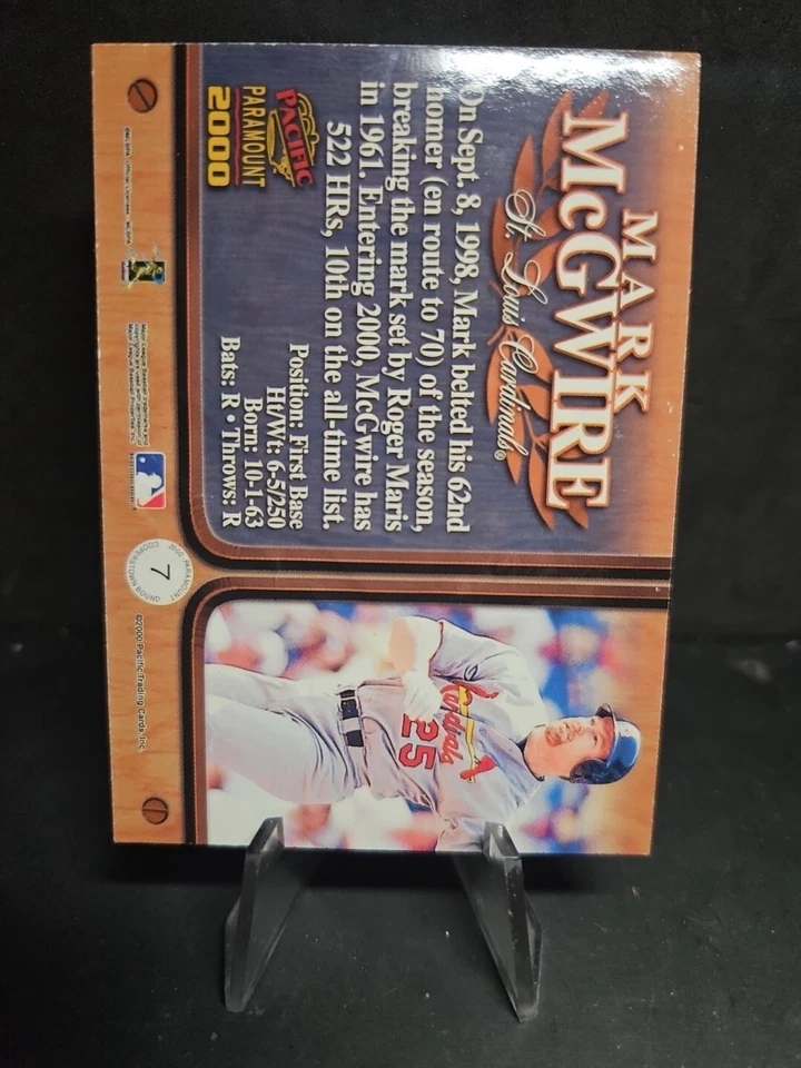 2000 Pacific Paramount Cooperstown Bound Mark McGwire #7 - Imagem 4 de 4