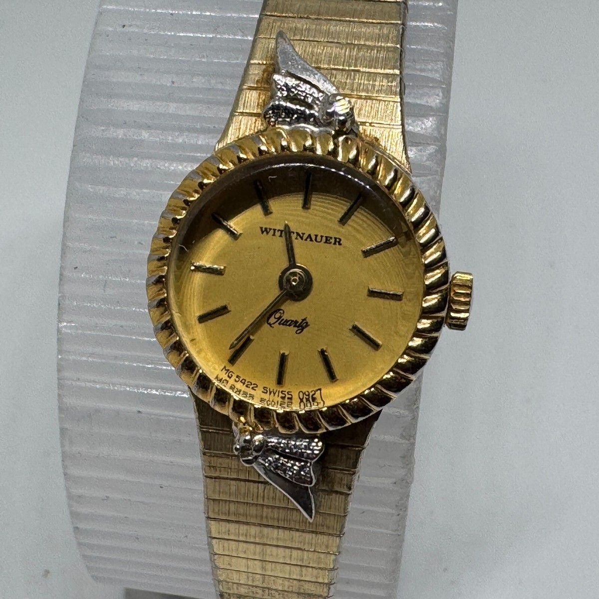 Vintage Wittnauer Swiss Quartz Watch Women Diamonds Gold Tone