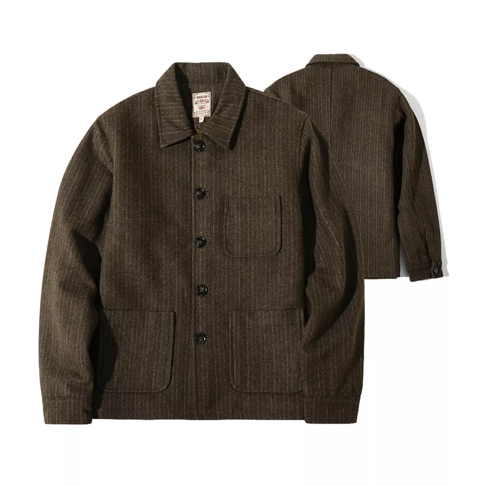 Winter Warm French Chore Jacket Men s Wool Blend Vintage Casual Work Coat