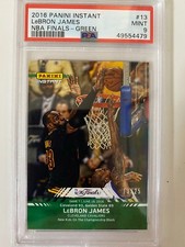 2016 PANINI INSTANT LEBRON JAMES GAME 7 NBA FINALS THE BLOCK GREEN #/25 PSA 9