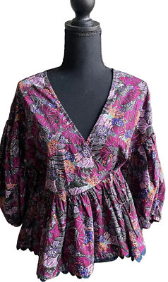 Kika Vargas x Target Coral Reef Scallop Edge Wrap Top M Size 100% Cotton