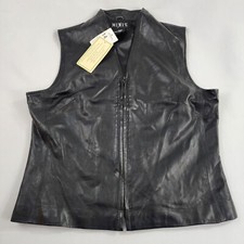 Vintage Mixit Womens Sz 14 Leather Biker Vest Black $69 Ladies