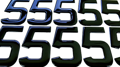 Resin / Gel gewölbt schwarz Nummernschild Nummer '5' SET 10 Nummernschild Nummern