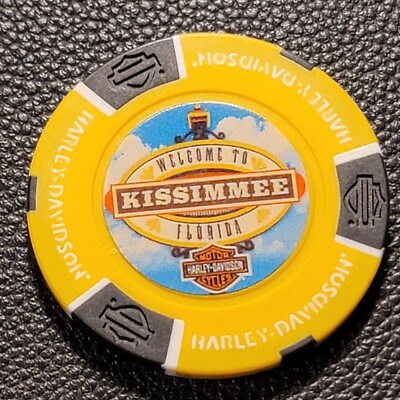 ORLANDO HD ~ KISSIMMEE, FLORIDA (Yellow Full Color) Harley Davidson Poker Chip