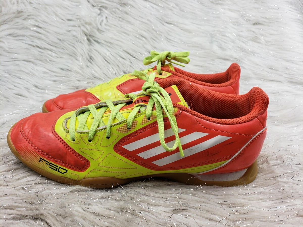 ADIDAS Indoor Soccer Shoes Orange Yellow Mens Size 6.5