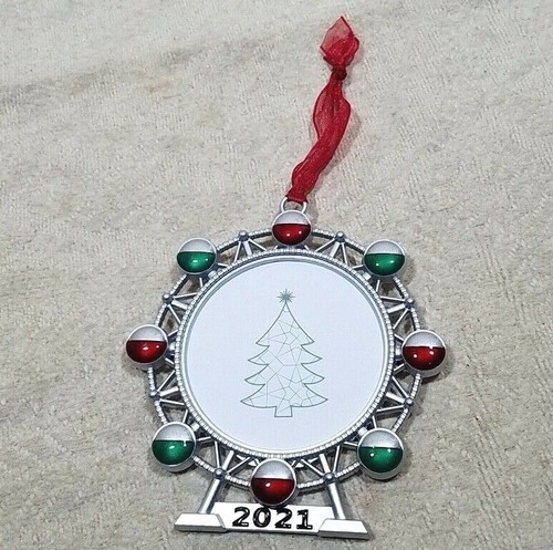 CHRISTMAS TREE ORNAMENT PHOTO PICTURE FRAME 2021 HOLIDAY FERRIS WHEEL HANGER 2" - Picture 11 of 12