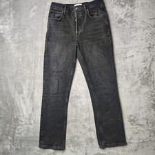 Agolde Jeans Womens 26 Black Riley High Rise Straight Crop Panoramic Button Fly