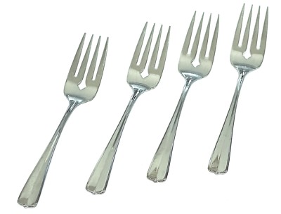4 ONEIDA USA GALA IMPULSE PATTERN GLOSSY STAINLESS SALAD FORKS - 6 3/8''