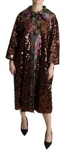 DOLCE & GABBANA Jacket Jaquard Multicolor Sequined Long Coat IT40 / US6/M $6000