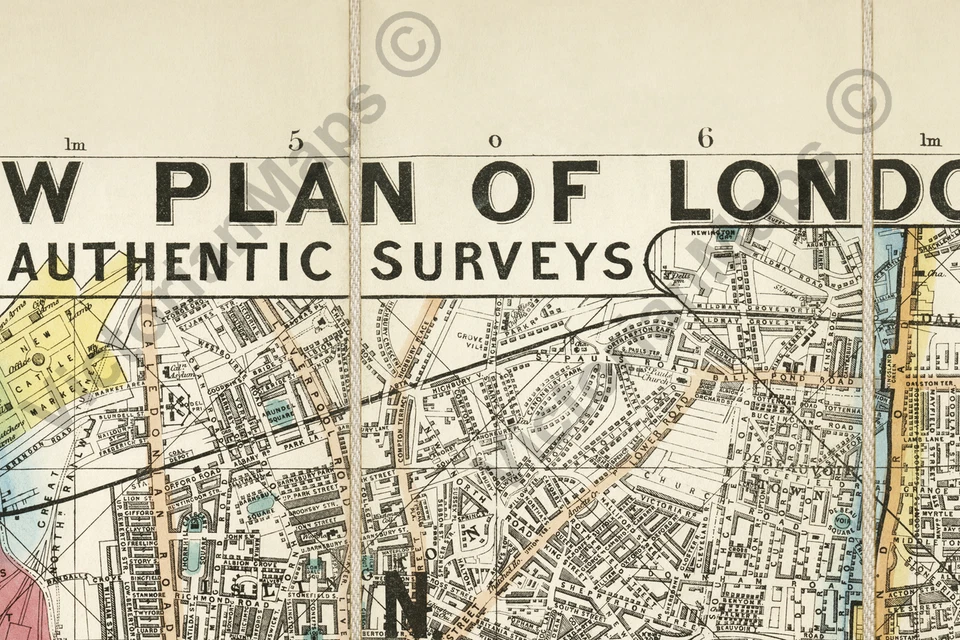 Póster artístico de Whitbread's New Plan Of London mapa histórico guía victoriana 1858 Foto 3 de 4