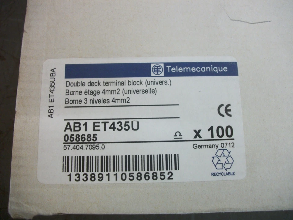 TELEMECANIQUE BOX OF 100 4mm2 DOUBLE DECK TERMINAL BLOCKS AB1ET435U NIB - Image 3 of 3