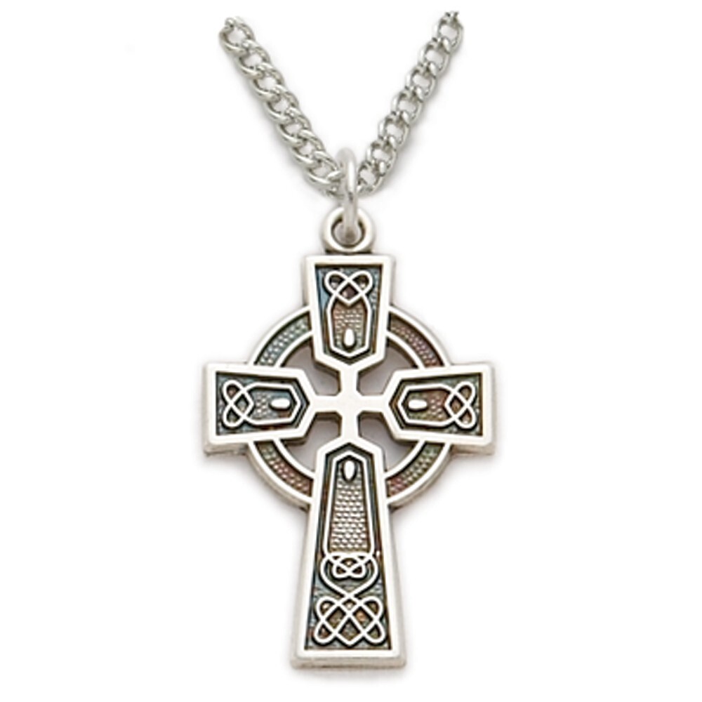 Ladies 925 Sterling Silver Celtic Cross Pendant Necklace w/ Chain | eBay