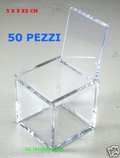 50 SCATOLA PLEXIGLASS bomboniera 5X5X5 matrimonio PORTA CONFETTI SCATOLINA 5 cm