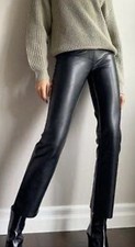 Wilfred Aritzia Melina Vegan Leather High Rise Straight Crop Pant 148 Black 6