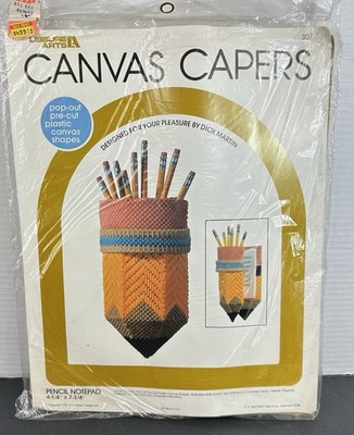 Leisure Arts Canvas Capers Craft Pencil Notepad Mobile 4 x 7  Plastic Canvas Kit