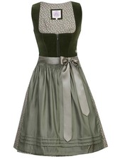 Marjo Dirndl Clara 58er Länge moos Damen Samt Samtdirndl knielang grün