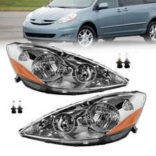 For 2006-2010 Toyota Sienna Chrome Amber Side Headlights Headlamps Lr Wbulbs For 2006-2010 Toyota Sienna Chrome Amber Side Headlights Headlamps Lr Wbulbs