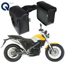 LABLT Black baggage Bag Waterproof L+R Motorcycle Side Saddle Bags PU Leather
