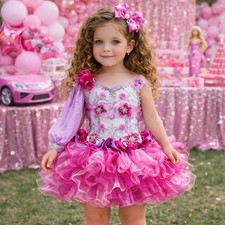 Girls Birthday Cupcake Pageant Glitz Barbie Inspired Pink Fuchsia Dress Various