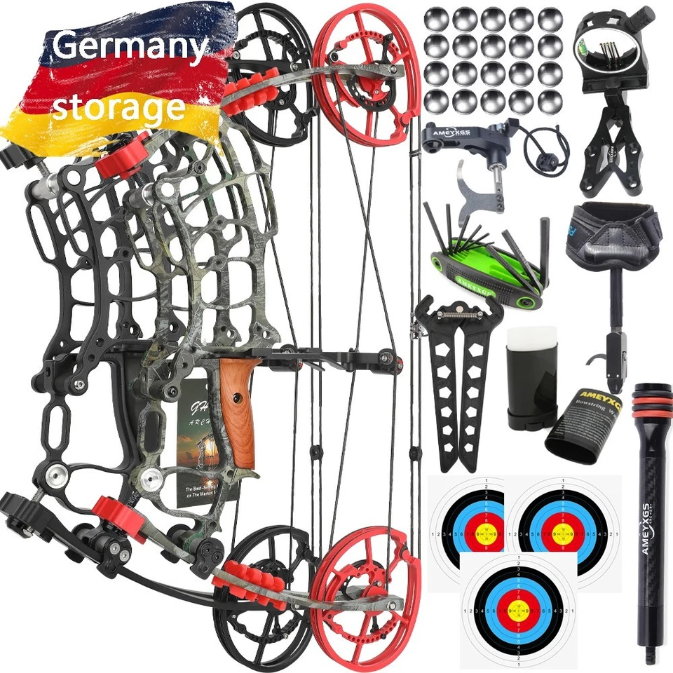 WOLFMAN 30-60lbs Compoundbogen Stahlkugel Pfeil Dual-use Angeln Jagd Bogenschießen Bogen