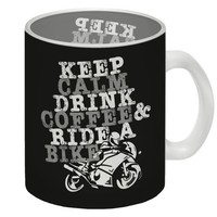 Keep Calm & Ride A Bike Glas Tasse Kaffeebecher Zum Thema Motorradfahren