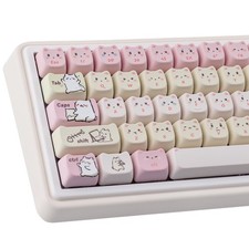 PBT Keycaps 145 Keys Cute Keycap Dye-Sublimation Lazy Cat Keycaps Mao Profile...
