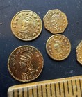 6 Vintage Antique Mini Miniature Gold Coin Tokens Eureka California Marked Italy — photo 2