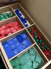 Montessori Wooden Math Place Value Set with Box Educational Learning Toy