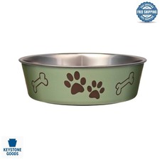 Bella Stainless Steel Dog Cat Bowl - Spill-Proof, Nonslip, Dishwasher Safe