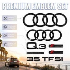 F&uuml;r Audi Q3 35TDI Fahrzeugzubeh&ouml;r Front Heck Ringe Emblem 285+202mm Schwarz