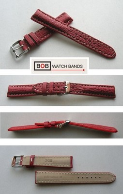 BOB ECHT HAI LEDERUHRBAND REDSTAR ROT 18/16 mm Haifisch kompatibel mit Breitling