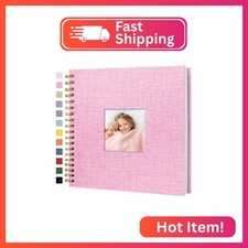 Hiwhy Scrapbook Photo Album Linen Cover, 10 x 10 Inch Hardcover Kraft White Page