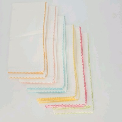 Kohl's Blossoms & Blooms Boutique Cloth Napkins Set 6 Color Crochet Trim 19''