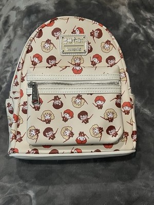 Loungefly Harry Potter Chibi Characters Wands Out All Over PrintMini Backpack
