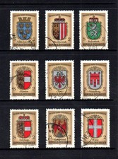 AUSTRIA _ 1976  ARMS  SET of 9 _ USED ____(923)
