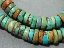 RARE Nevada ROYSTON TURQUOISE 10-11mm Heishi Beads 4" Strand 80+cts😍