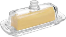 Gusnilo Glass Butter Dish with Lid for Countertop,Glass Butter Dish with Cover,B